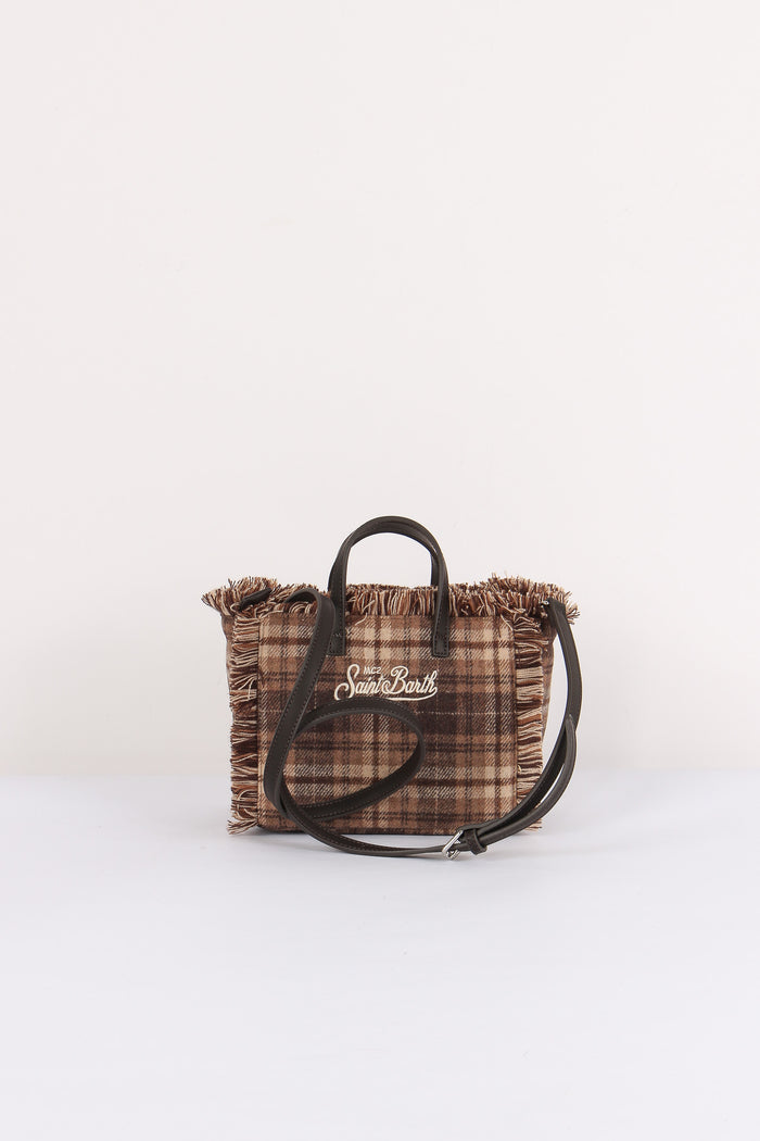 Borsa A Mano Mini Lana Tartan Brown/beige-3