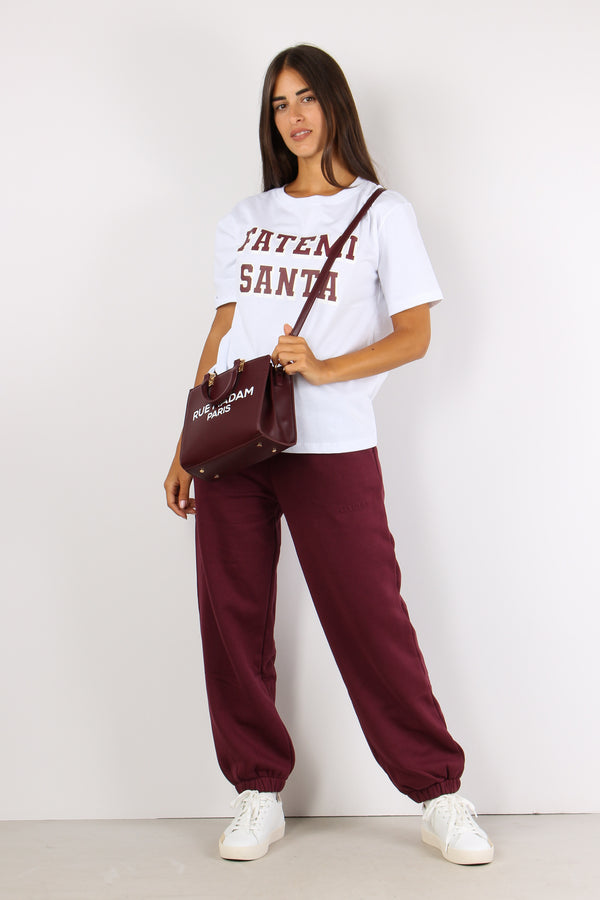 T-shirt Regular Fatemi Santa Bianco/bordeaux