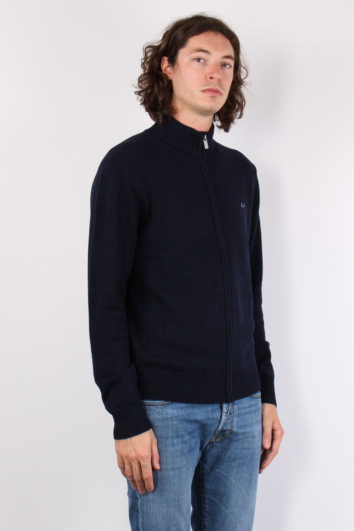 Maglia Lana Full Zip Navy Blue-4