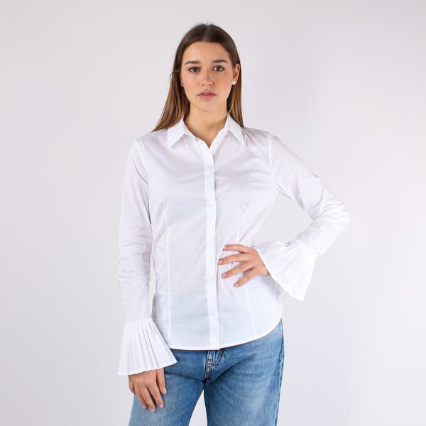 Camicia Manica Plisse Bianco-2