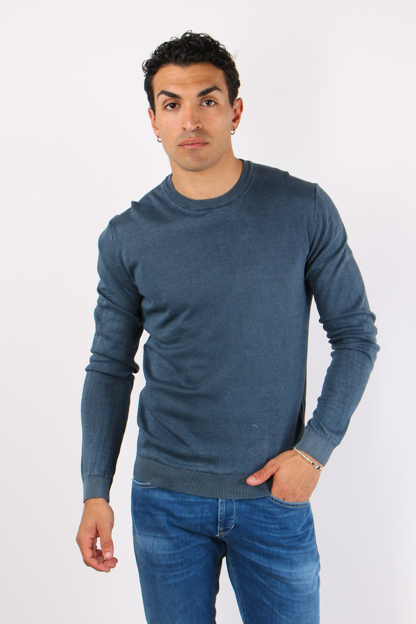 Girocollo Basico Cotone Night Blue