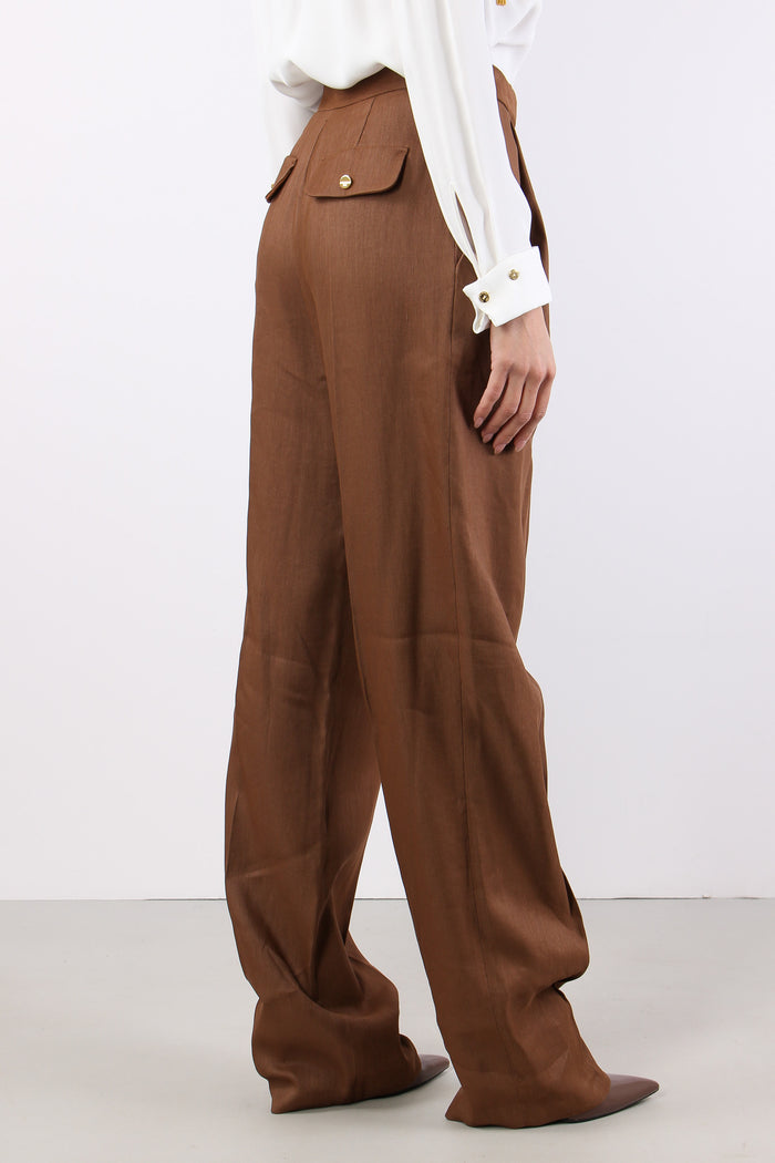 Pantalone Misto Lino Cuoio-5