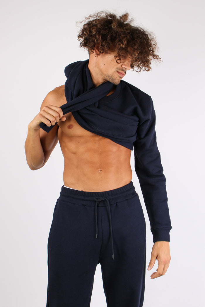 Felpa Girocollo Logo Blu-3