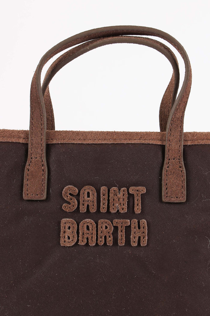 Borsa City Mini Ricamo Logo Brown-5