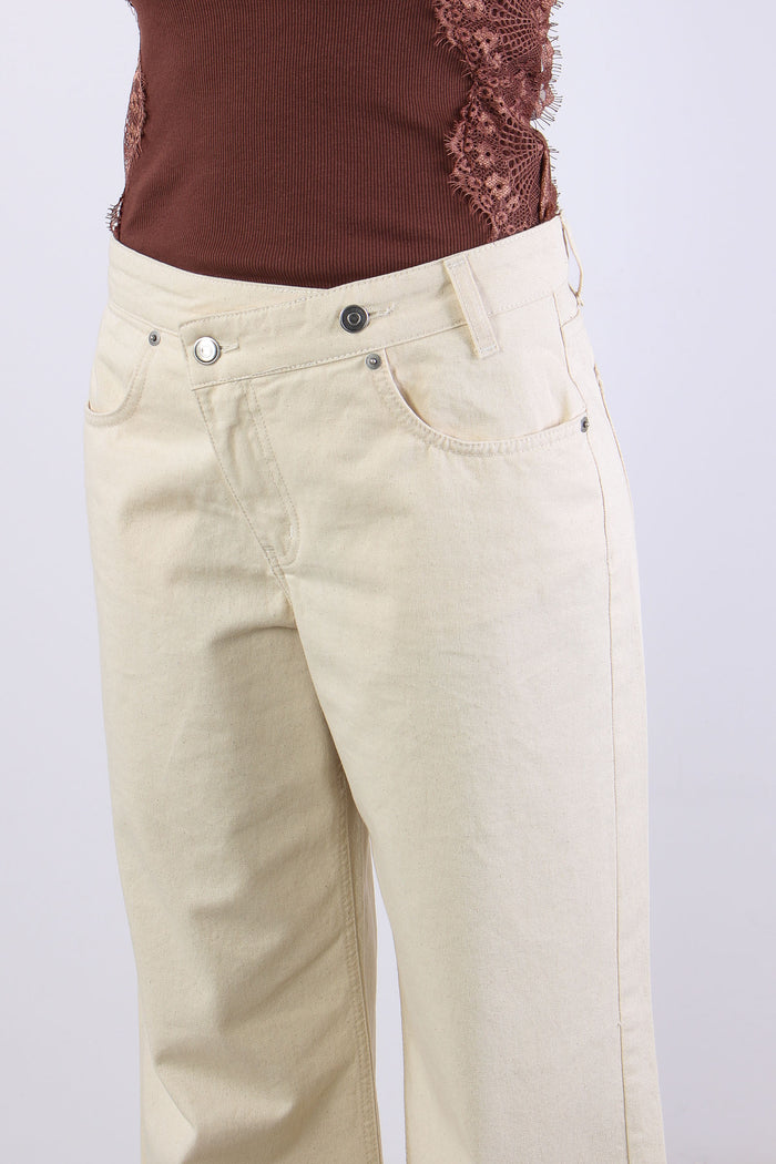 Pantalone Abbottonatura Asimet Naturale-6