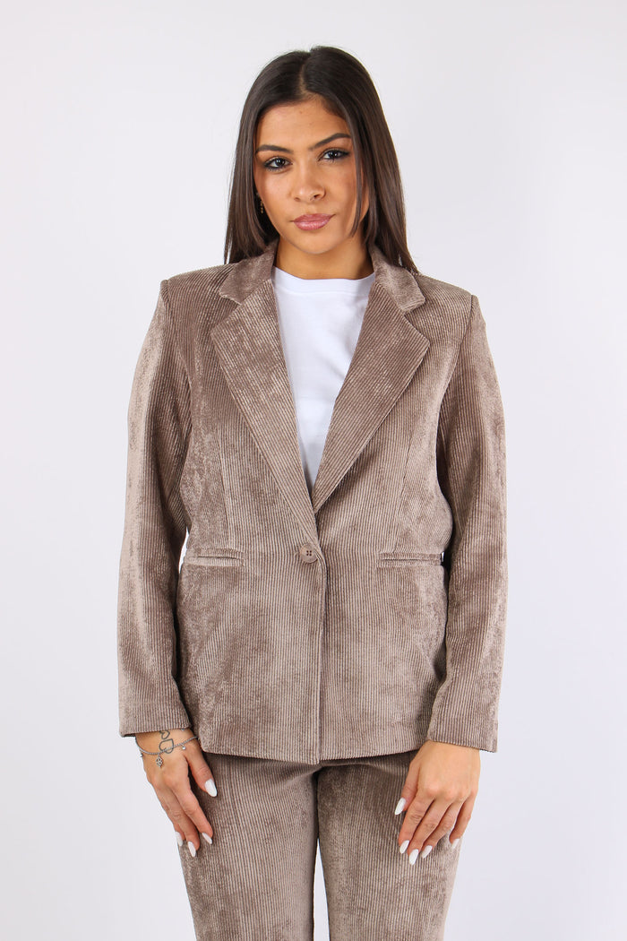 Giacca Monopetto Velluto Costa Tortora-2