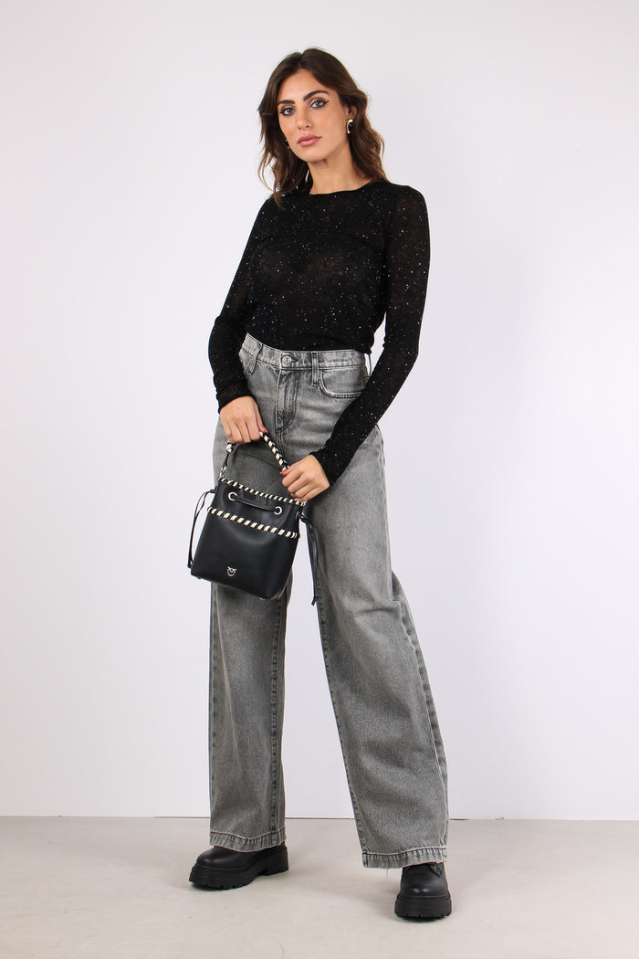 Moss Maglia Girocollo Strass Nero Limousine-2