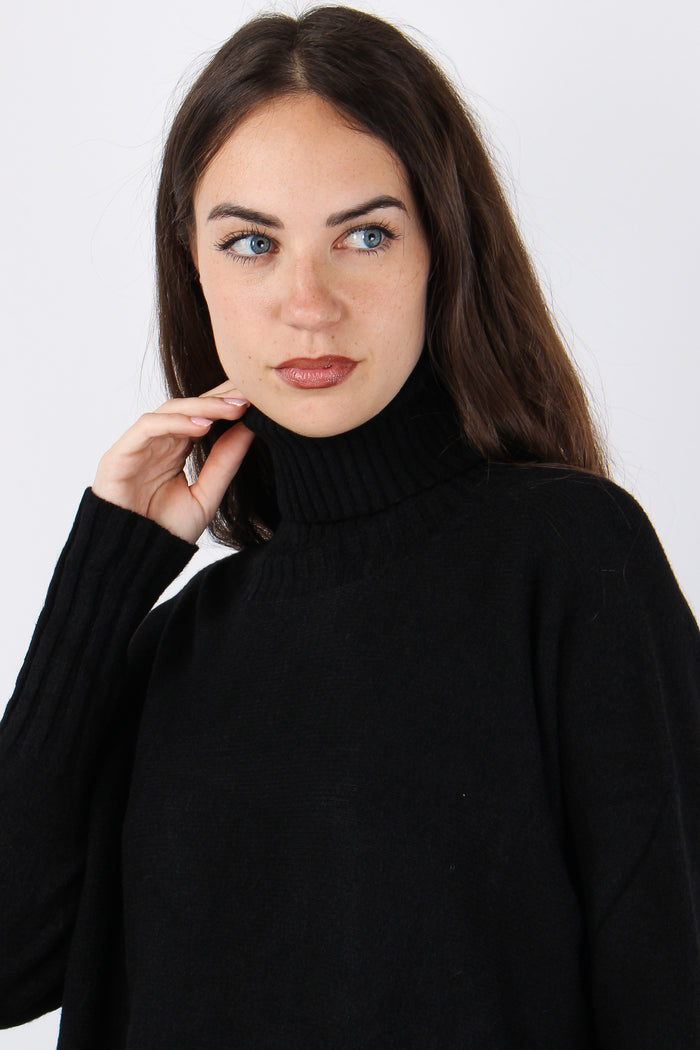 Maglia Collo Alto Viscosa Nero-9