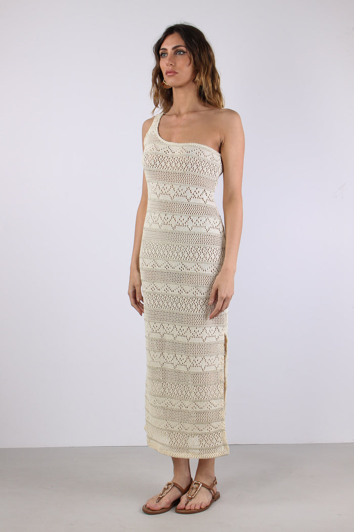 Abito Monospalla Crochet Ecru-4
