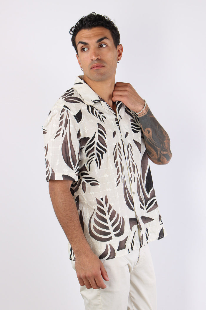Cu1001 Camicia Mc Fantasia Moro/latte-5