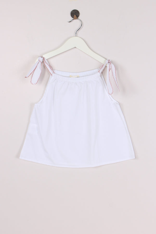 Top Fiocchi Spalla Profilo Con Bianco/rosa