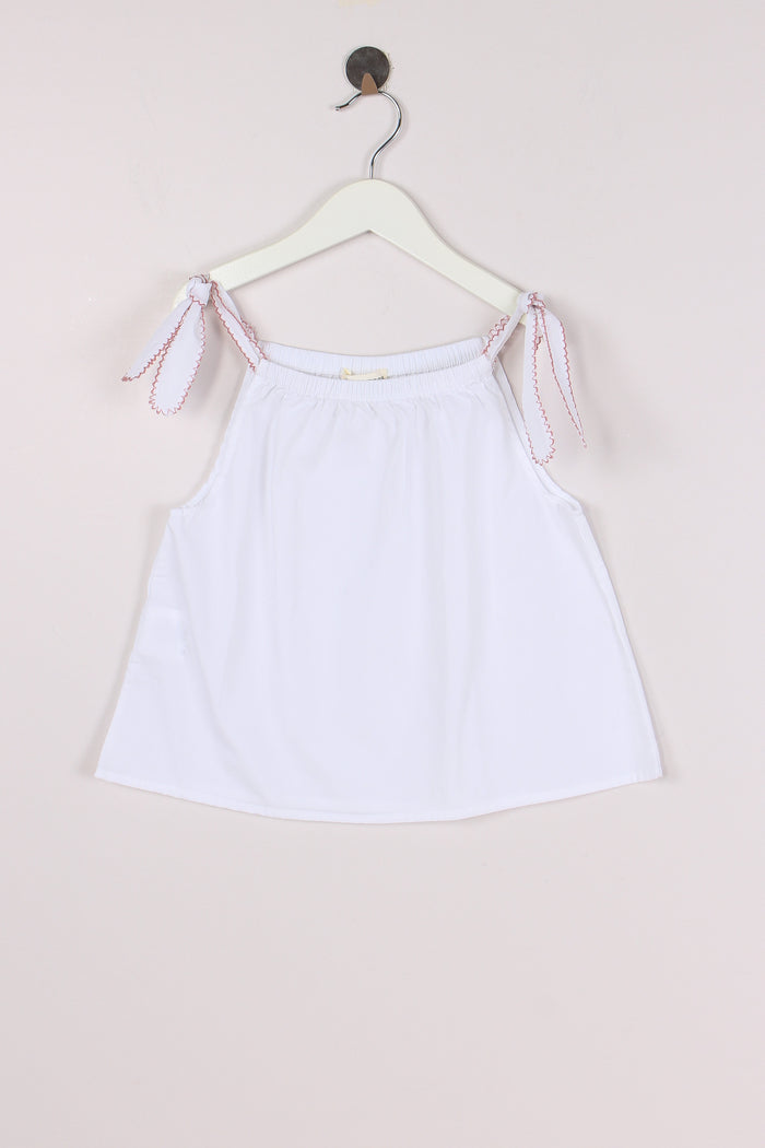 Top Fiocchi Spalla Profilo Con Bianco/rosa