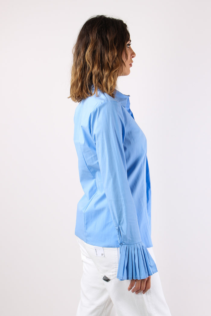 Camicia Manica Plisse Azzurro-6