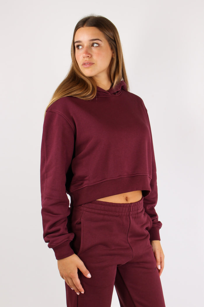 Felpa Corta Cappuccio Bordeaux-2