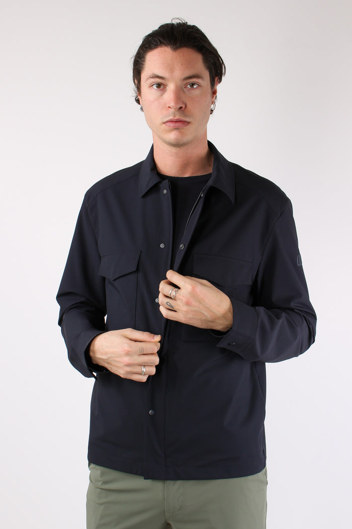 Giacca Over Tasca Toppa Navy-2