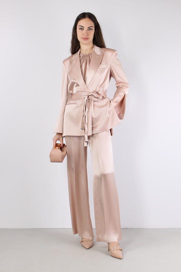 Rapa Giacca Cintura Satin Rosa Mogano