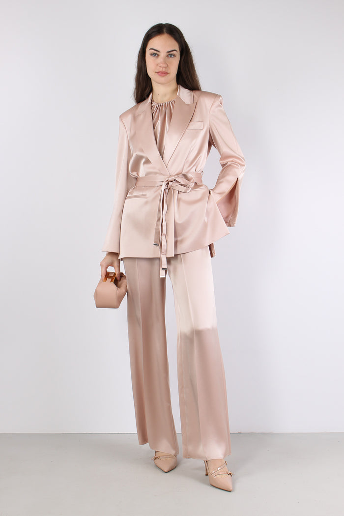 Rapa Giacca Cintura Satin Rosa Mogano