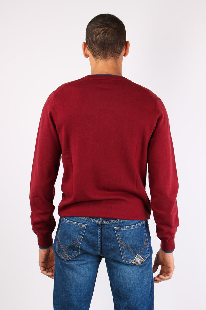 Maglia Misto Lana Profilo Coll Bordeaux-5