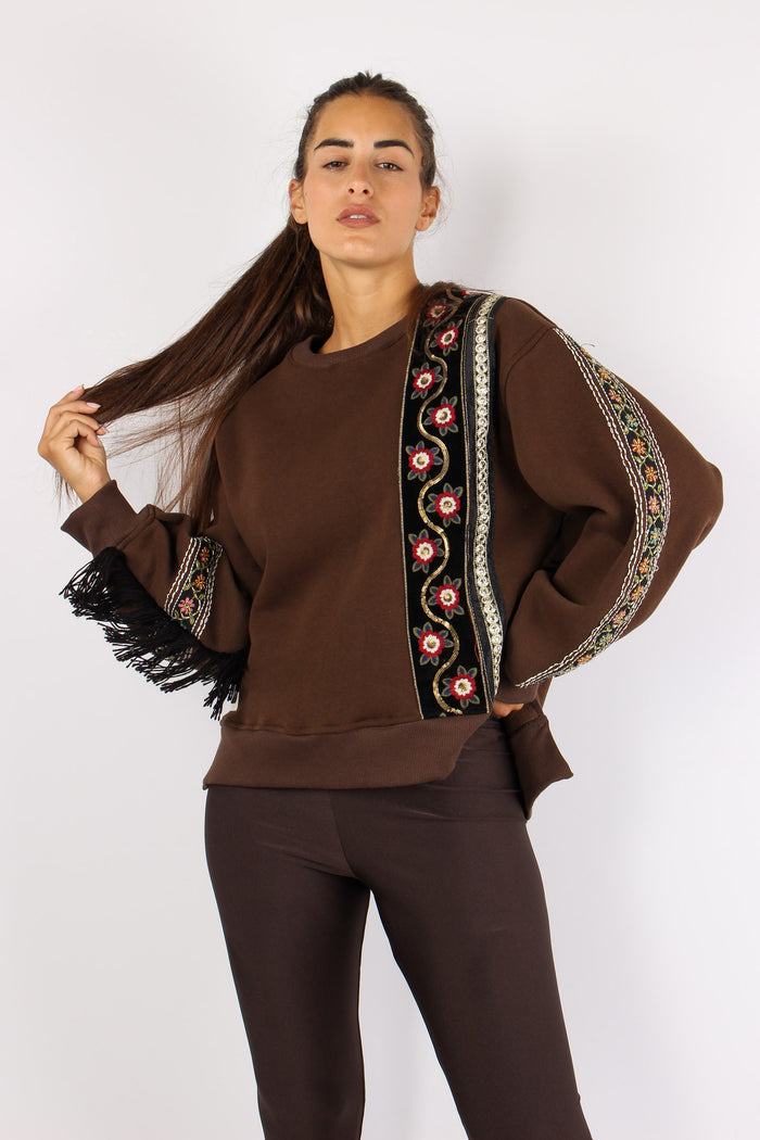 Felpa Girocollo Passamanneria Fondente-11