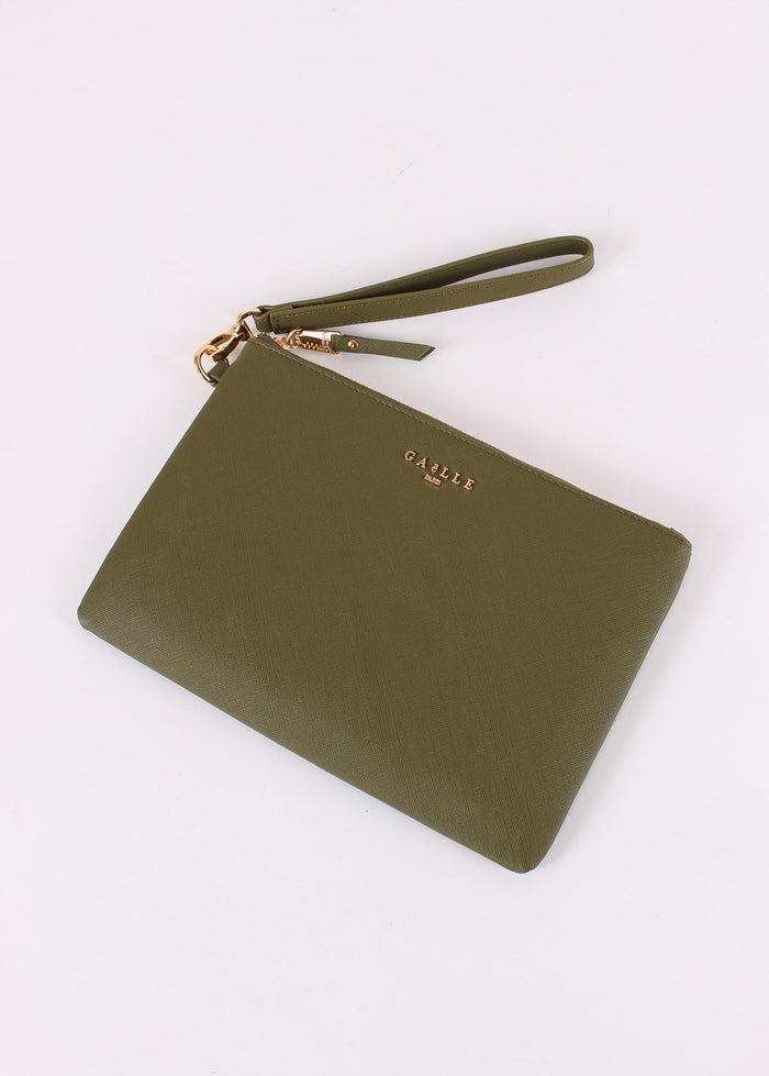 Pochette Saffiano Logo Verde Bosco-6