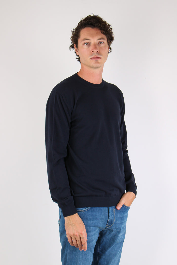 Maglia Girocollo Crepe Blu-6