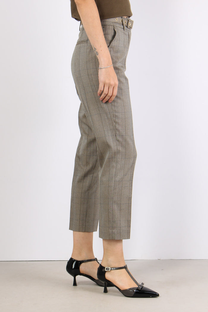 Taty Pantalone Dritto Check Fango/blu-9