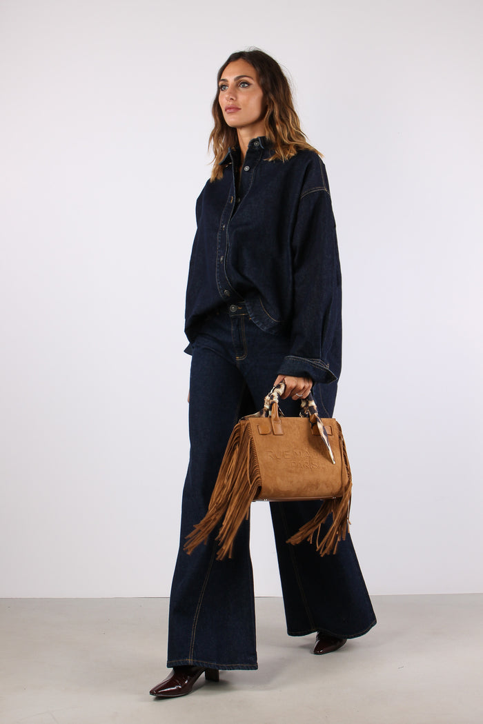 Cassandra Camicia Over Denim Denim Scuro-5
