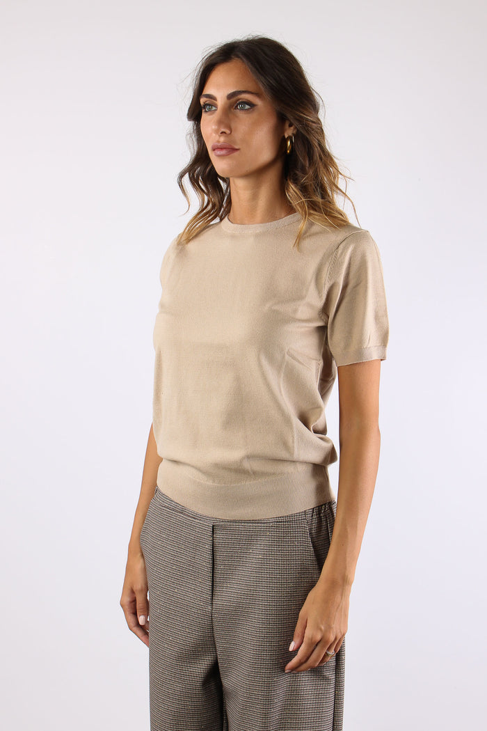 Maglia Girocollo M/m  Viscosa Cammello-3