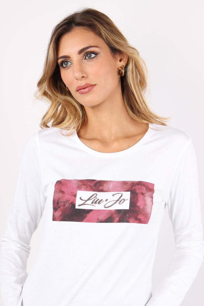 T-shirt Ml Logo Strass Bco/ Rose Cloud-7