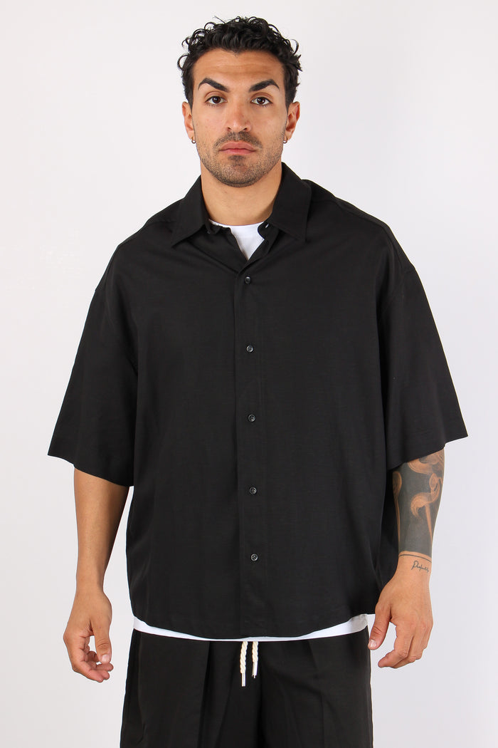 Camicia Mc Viscosa Lino Nero-2