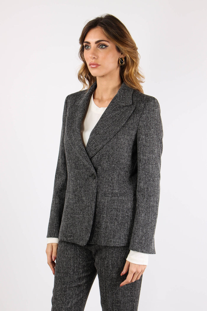 Giacca Tweed Stretch Nero-4