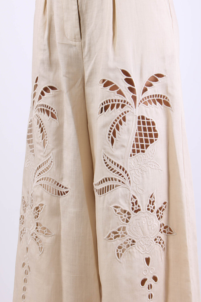 Pantalone Lino Palazzo Pences Ecru-6