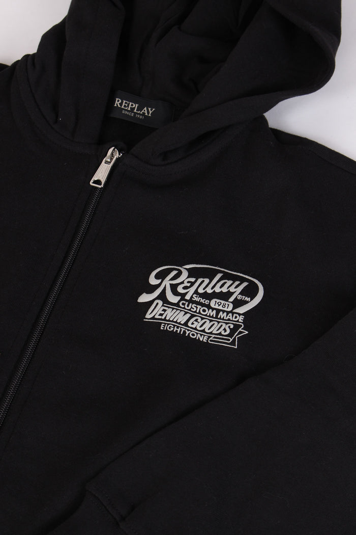 Felpa Full Zip Cappuccio Nero-4