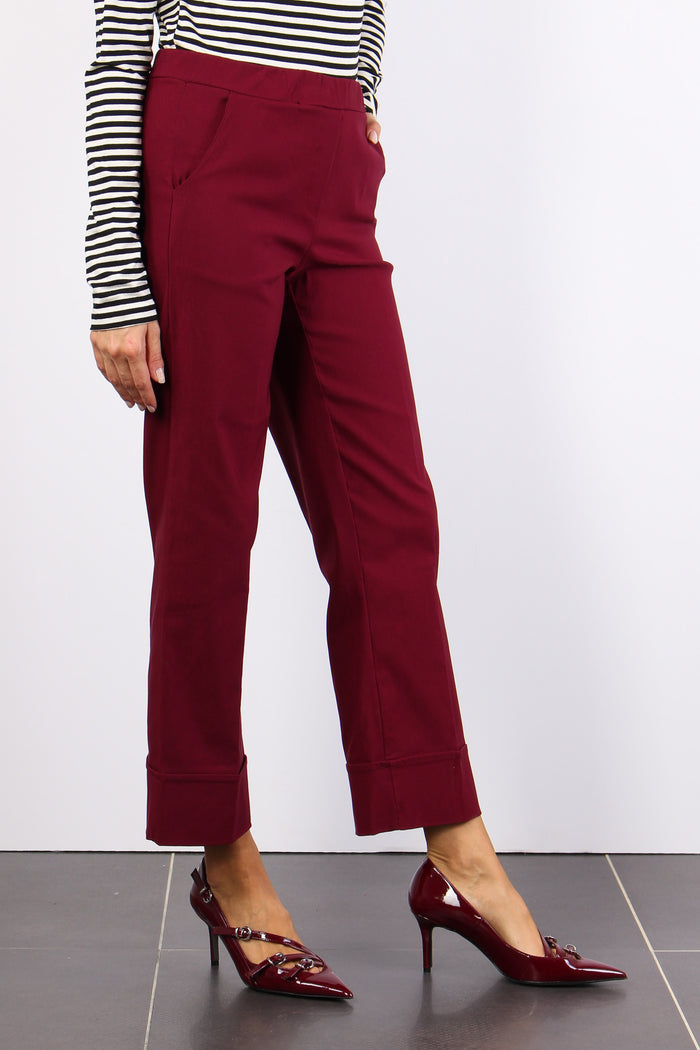 Pantalone Bengalina Risvolto Bordeaux-5