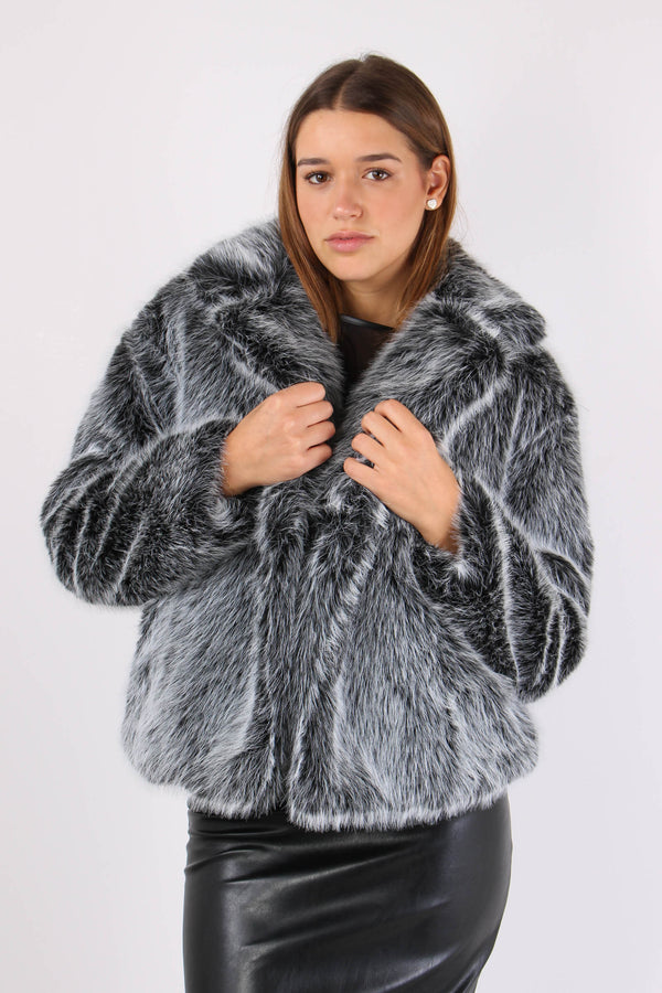 Ecopelliccia Corta Frange Black-2