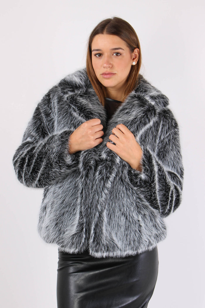 Ecopelliccia Corta Frange Black-2