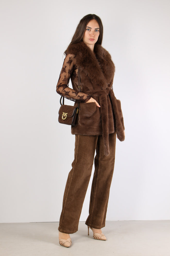 Penny Gilet Ecopelliccia Marrone-5