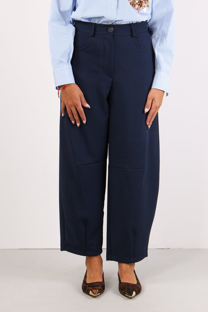 Pantalone Carrot Tessuto Tecni Blu-2