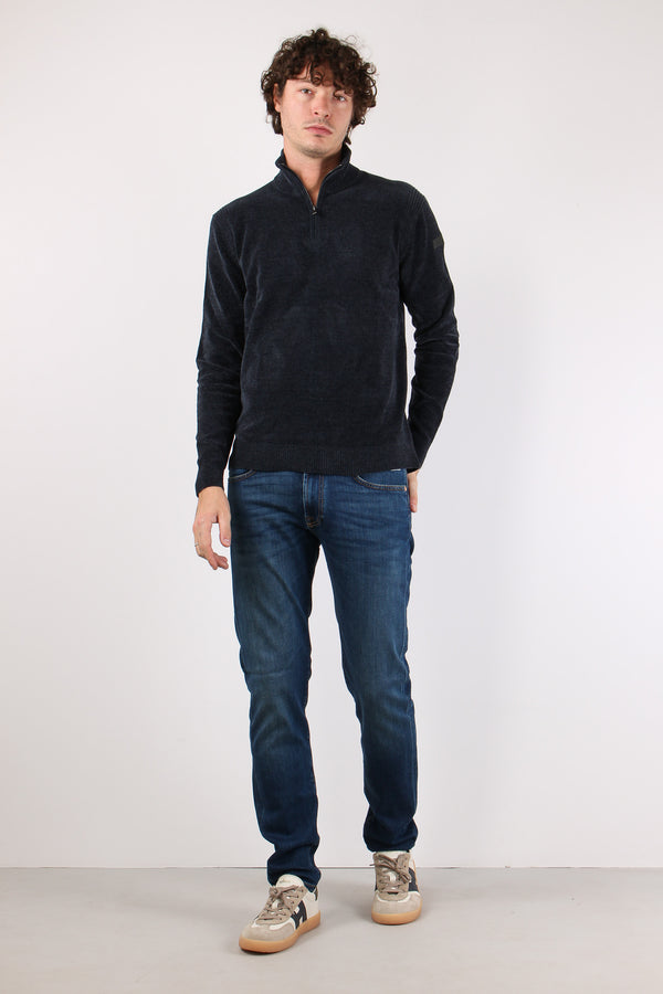 Maglia Mezza Zip Velluto Ultramarine Blue