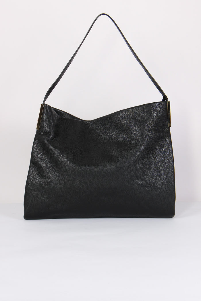 Borsa Pelle Piegata Nero-4