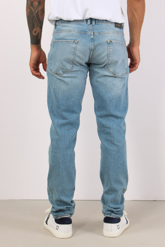 Denim Tapered Fondo Stretto Denim Chiaro-4