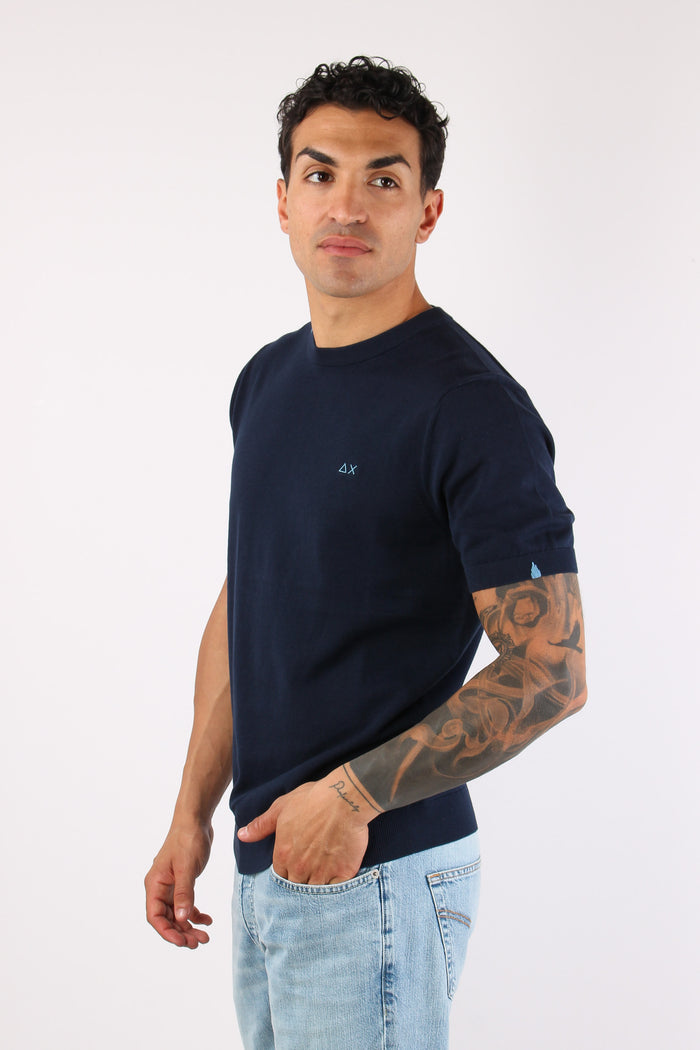 Maglia Girocollo M/m Filo Navy Blue-3