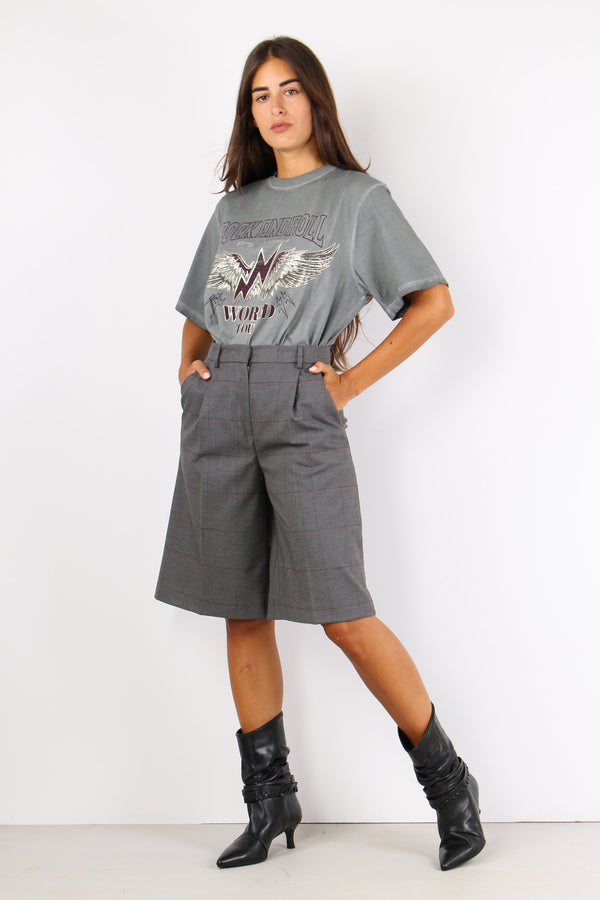 Fernande Bermuda Quadri Grigio/bordeaux