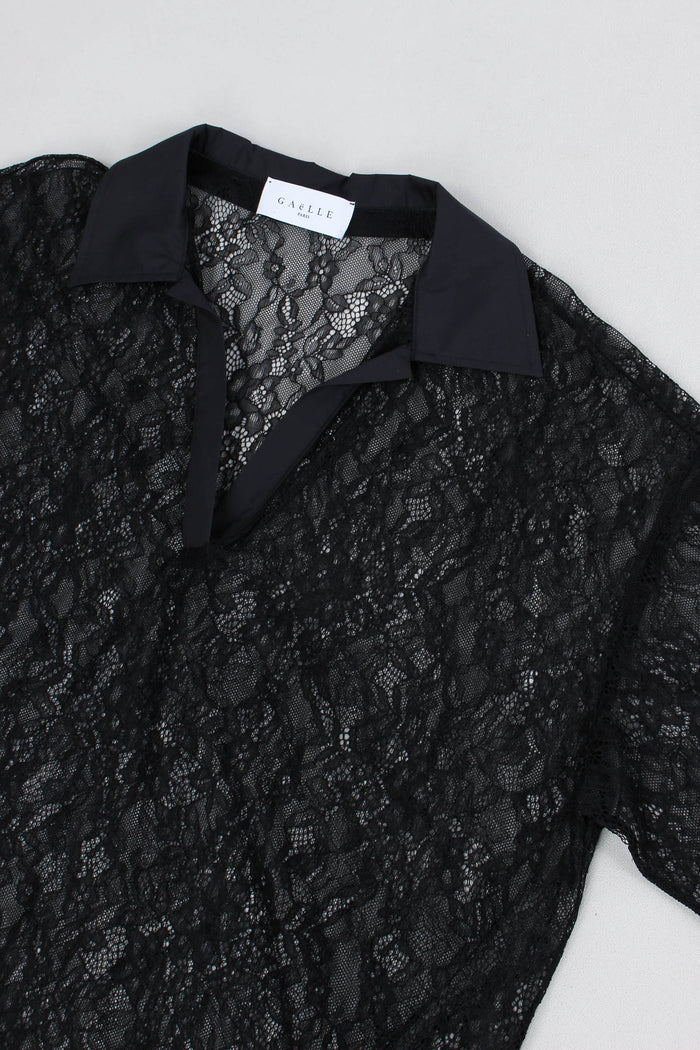 Polo Manica Corta Pizzo Nero-7