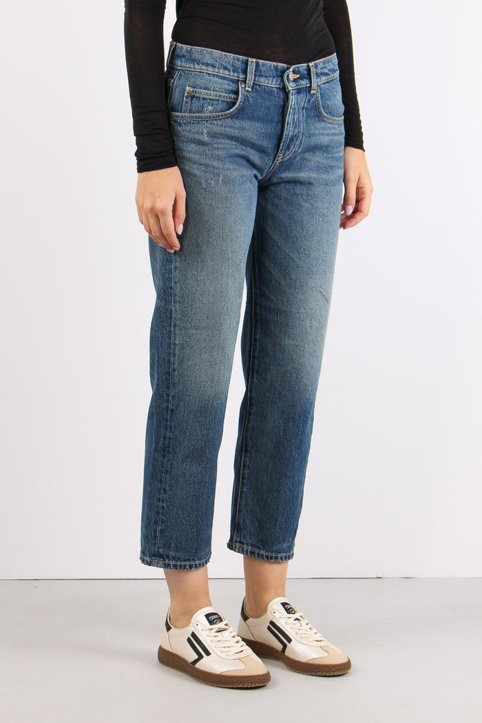 Denim Regular Micro Rotture Denim Medio-5