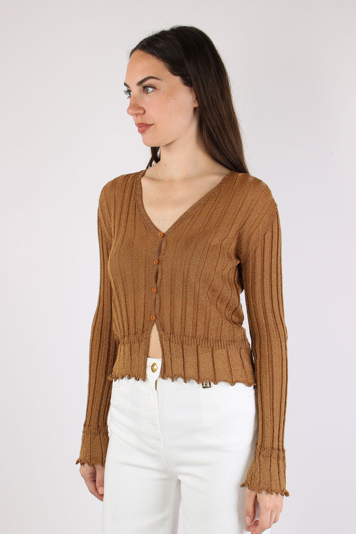 Cardigan Lurex Cammello-3