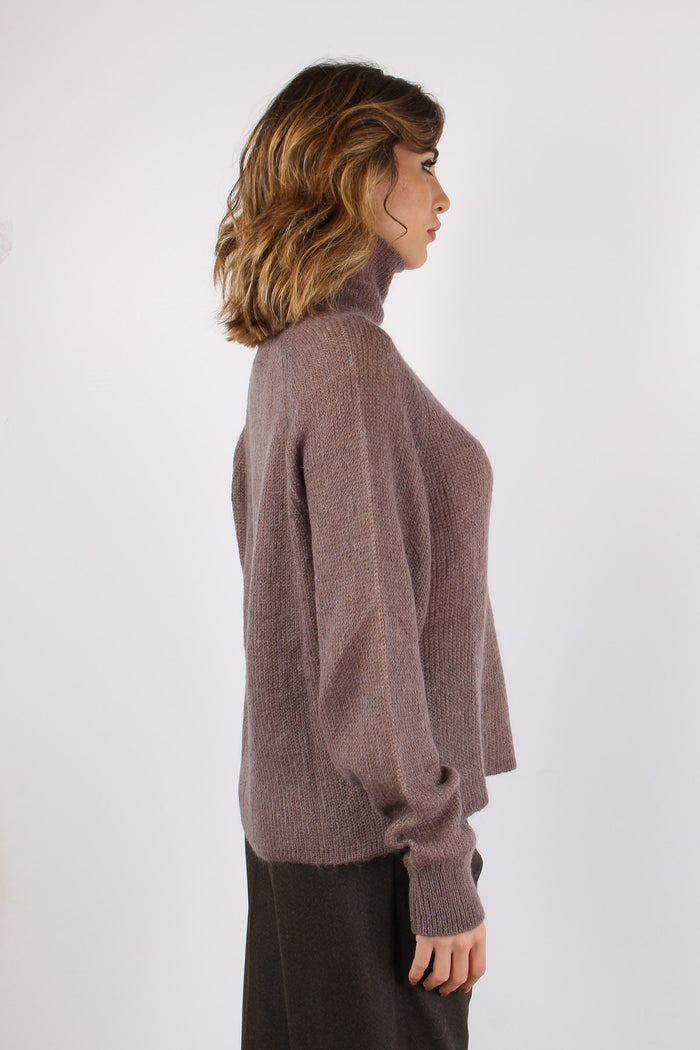 Maglia Collo Alto Doppiata Malva-5