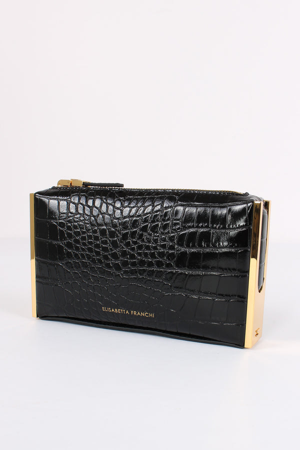 Clutch Stampa Cocco Piccola Nero-2