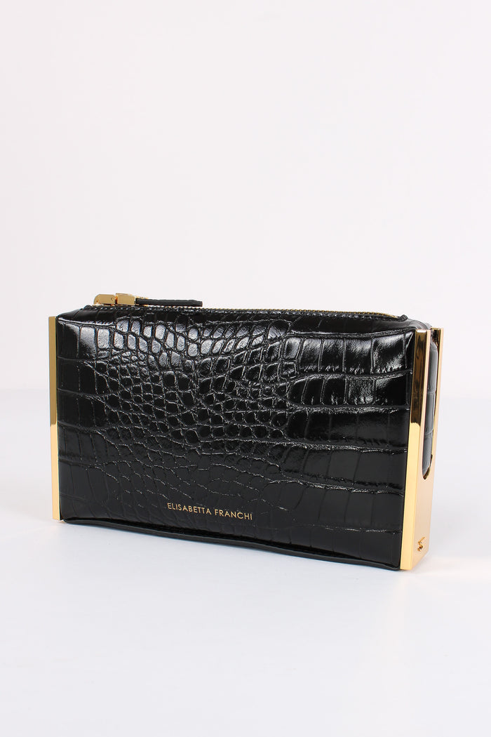Clutch Stampa Cocco Piccola Nero-2
