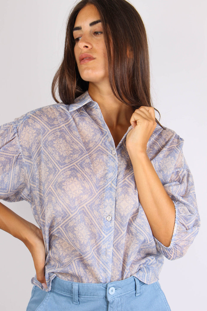 Camicia Manica Sbuffo Azzurro-7